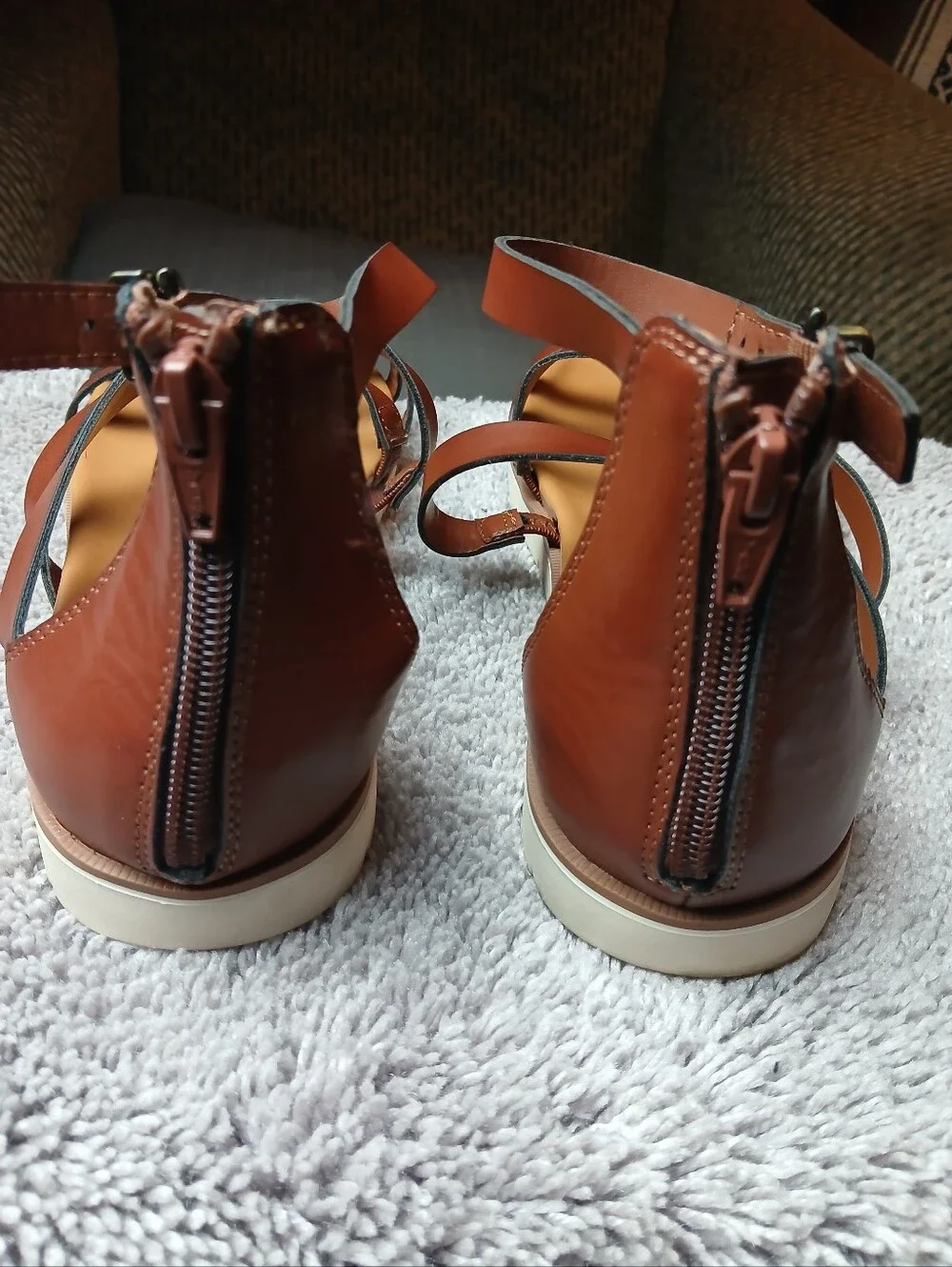 a.n.a Ana Natalia Brown Strappy Zip Back Gladiator Sandals 11M